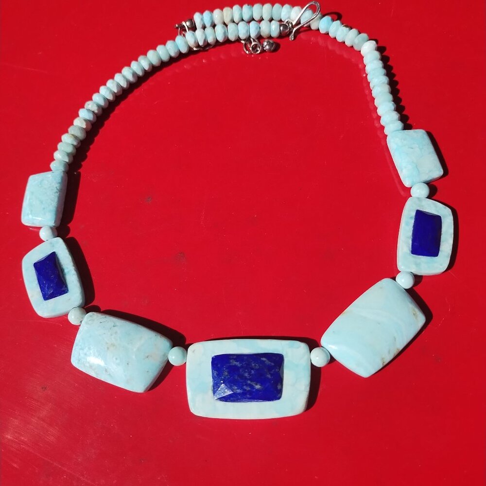 Jay King DTR Blue Aragonite and Lapis Bead 20" Sterling Silver Necklace - Picture 3 of 16